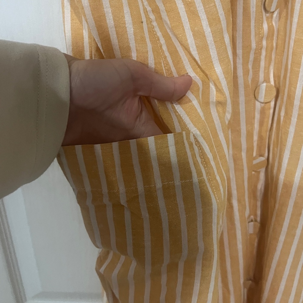 FINAL PRICE NWT ASOS Mustard and White Striped Dress - Picture 2 of 6
